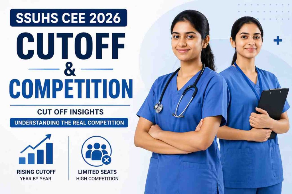 SSUHS CEE 2026 BSc Nursing cutoff insights showing high competition and limited seats